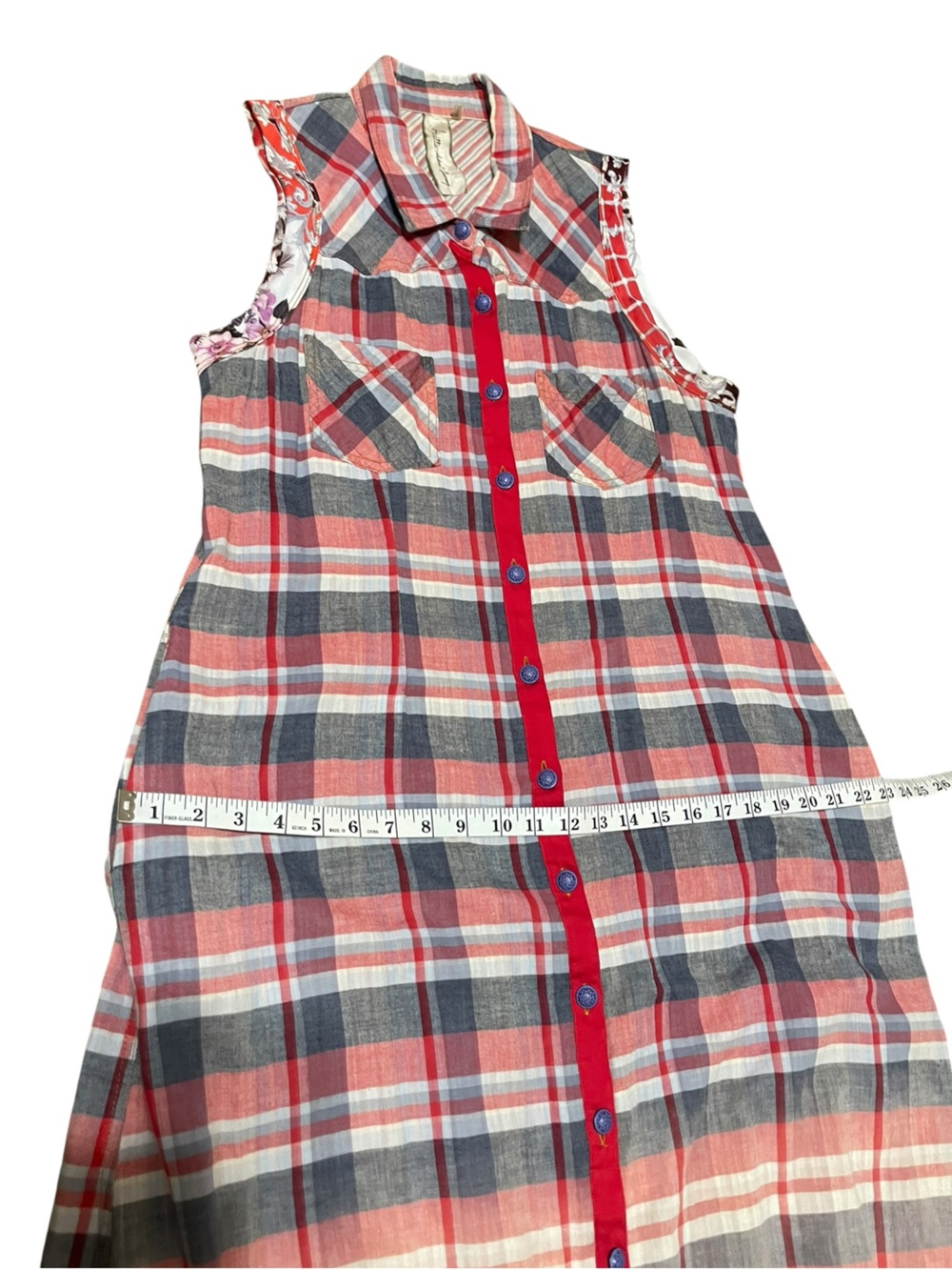 Aratta Silent Journey mixed media plaid floral maxi dress/duster boho western XL - Picture 12 of 16